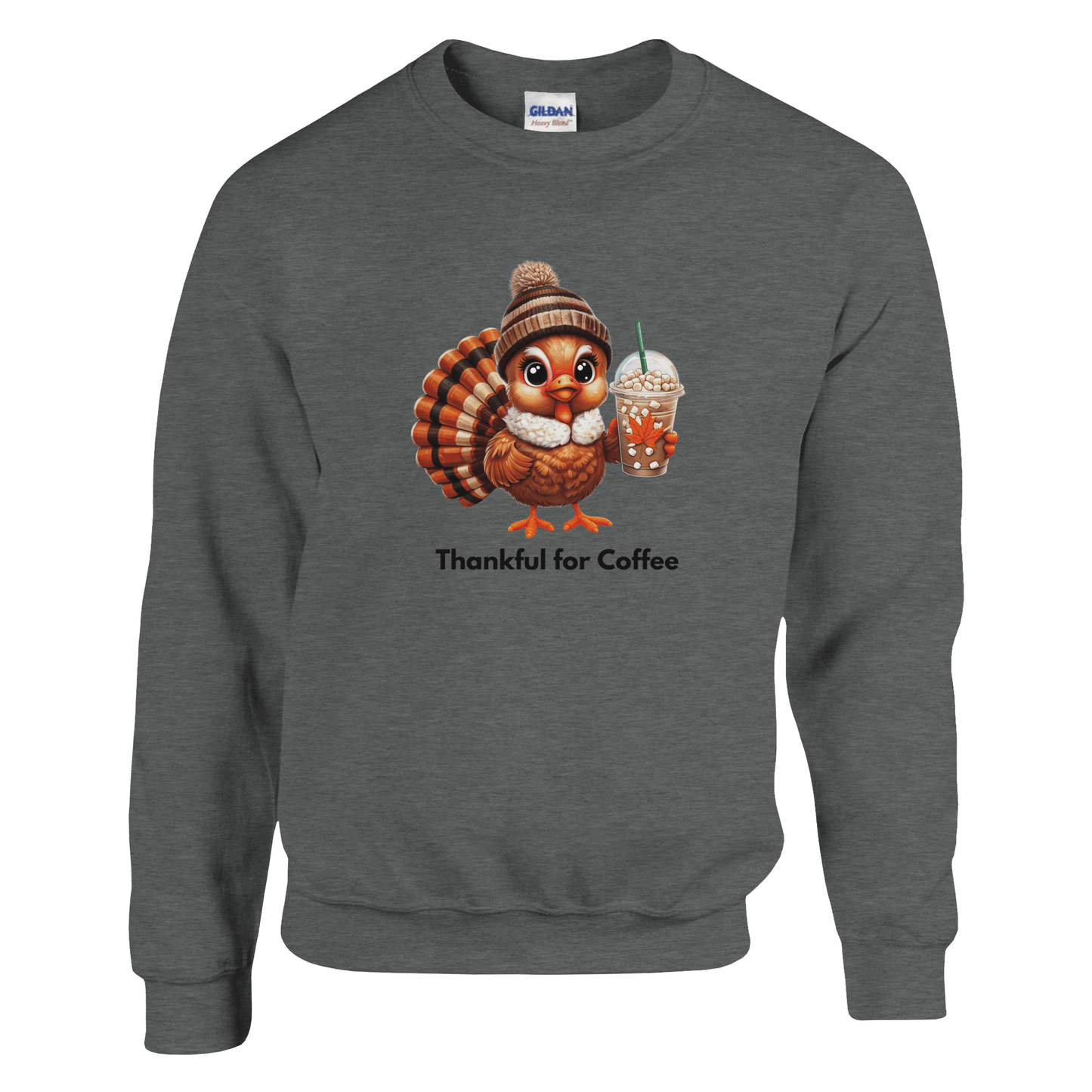 Good Bean Gifts Thankful for Coffee Turkey - Classic Unisex Crewneck Sweatshirt | Gildan® 18000