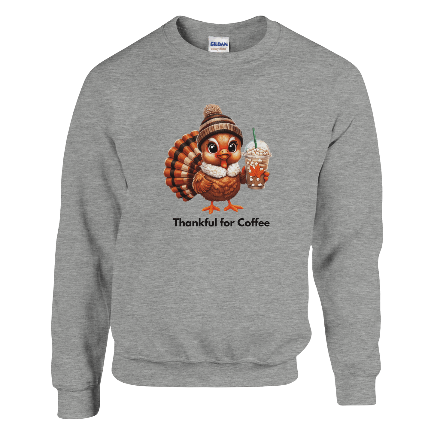 Good Bean Gifts Thankful for Coffee Turkey - Classic Unisex Crewneck Sweatshirt | Gildan® 18000