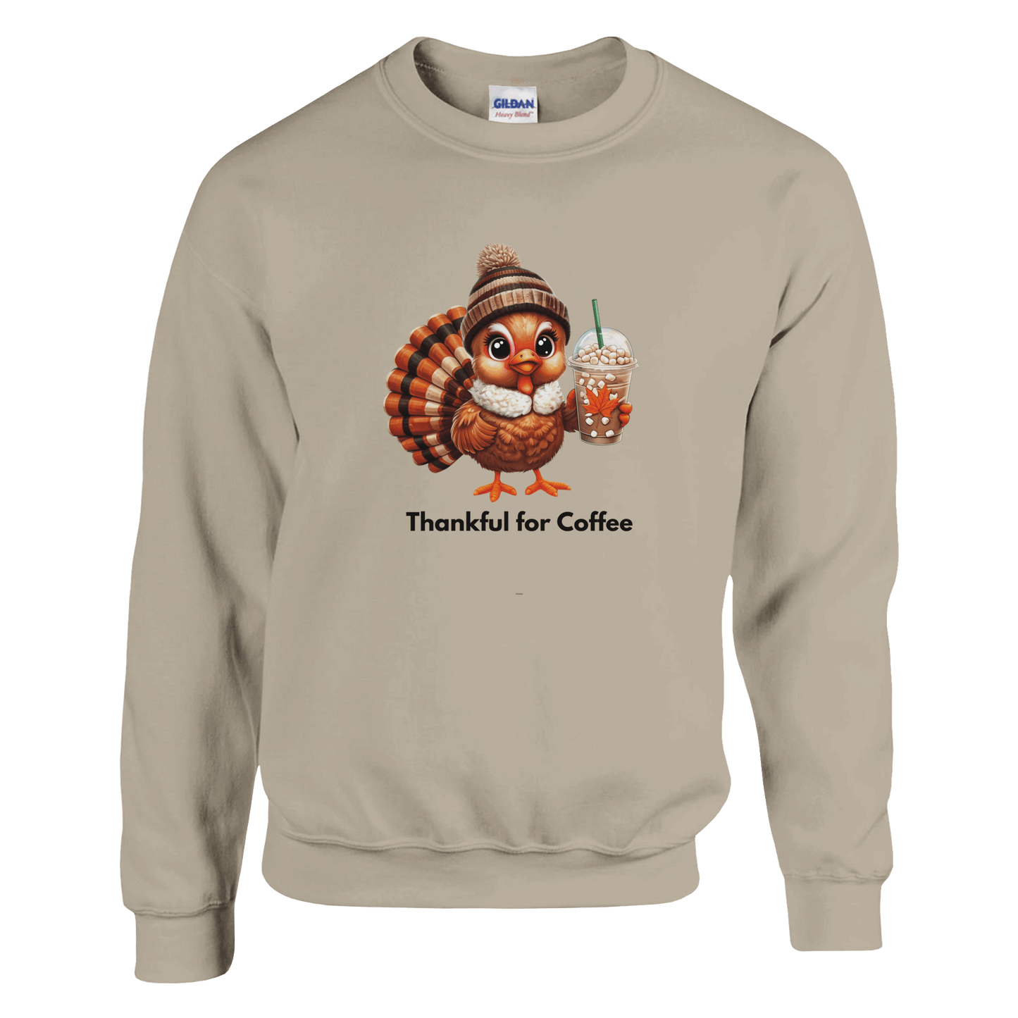 Good Bean Gifts Thankful for Coffee Turkey - Classic Unisex Crewneck Sweatshirt | Gildan® 18000 Sand / S