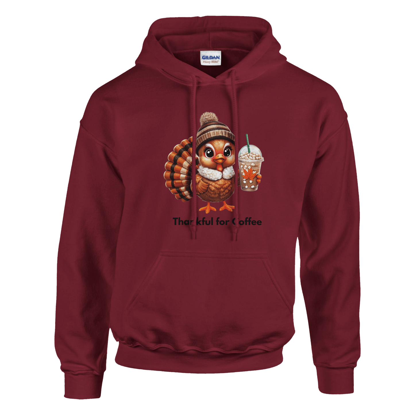 Good Bean Gifts Thankful for Coffee Turkey - Classic Unisex Pullover Hoodie | Gildan® 18500 Garnet / XL