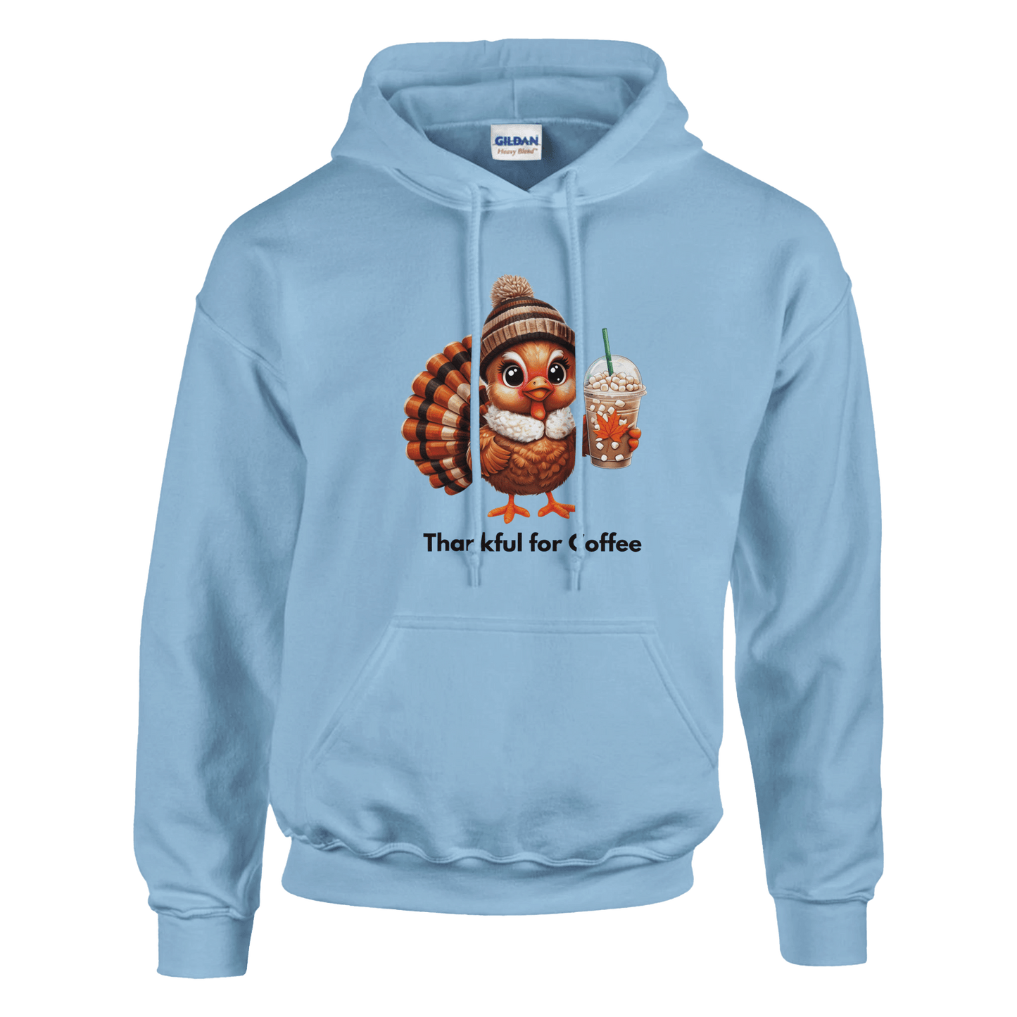Good Bean Gifts Thankful for Coffee Turkey - Classic Unisex Pullover Hoodie | Gildan® 18500 Light Blue / S