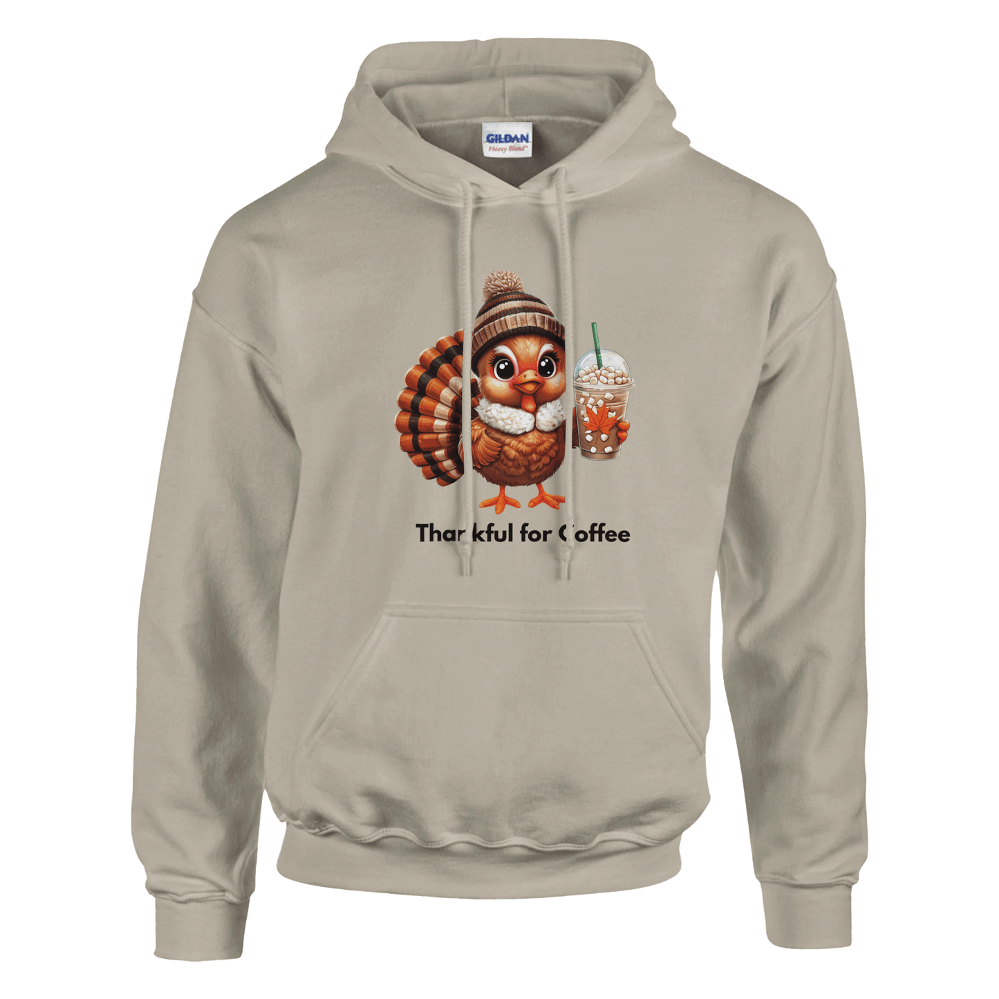 Good Bean Gifts Thankful for Coffee Turkey - Classic Unisex Pullover Hoodie | Gildan® 18500 Sand / S
