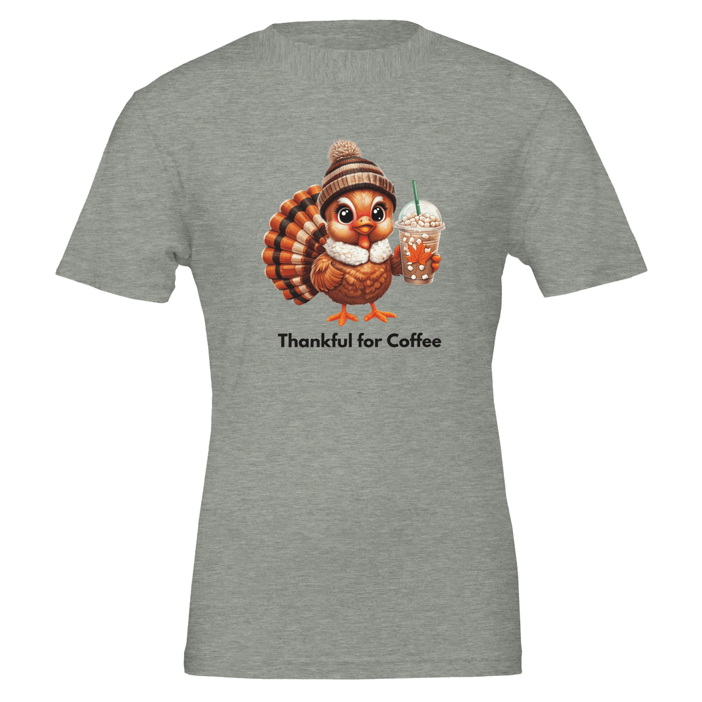 Good Bean Gifts Thankful for Coffee Turkey - Unisex Crewneck T-shirt | Bella + Canvas 3001 Athletic Heather / S