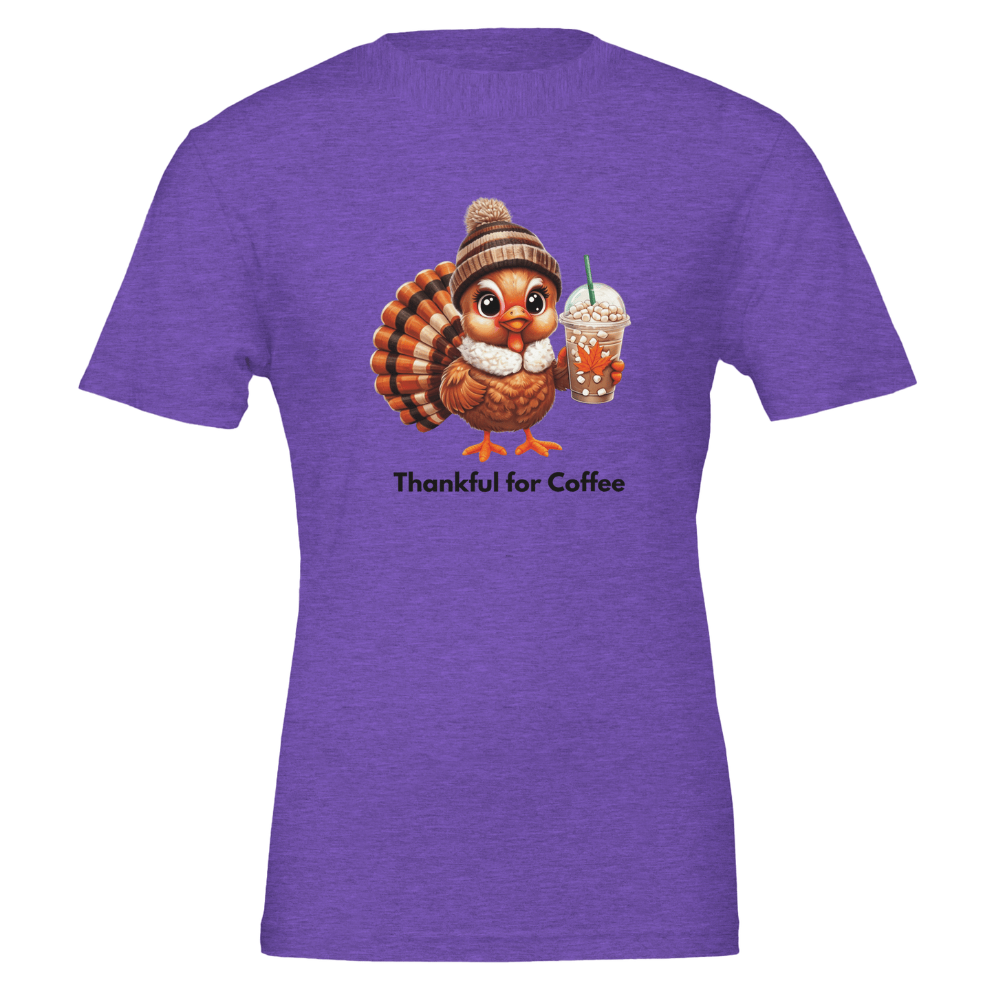 Good Bean Gifts Thankful for Coffee Turkey - Unisex Crewneck T-shirt | Bella + Canvas 3001 Heather Team Purple / S