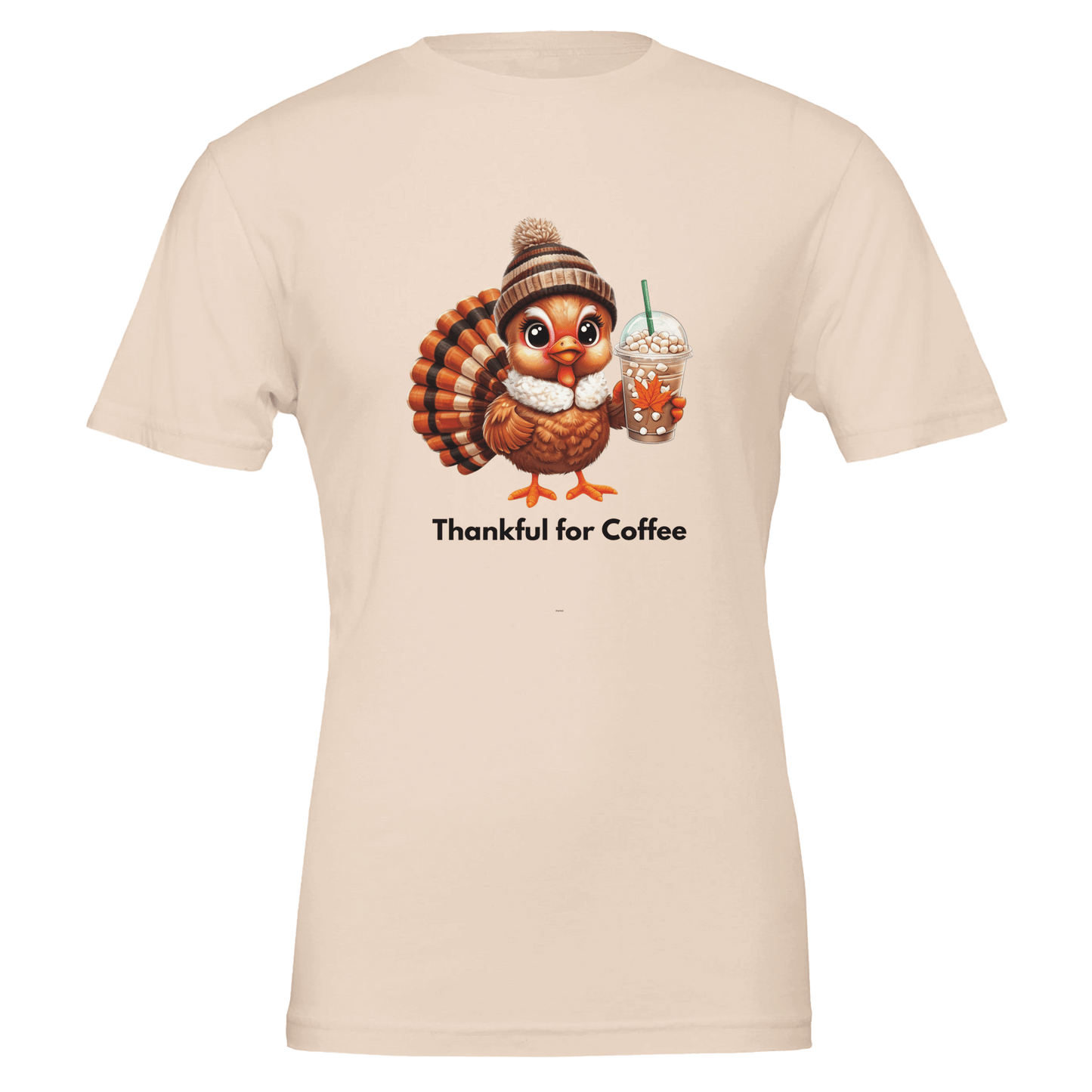 Good Bean Gifts Thankful for Coffee Turkey - Unisex Crewneck T-shirt | Bella + Canvas 3001 Soft Pink / S