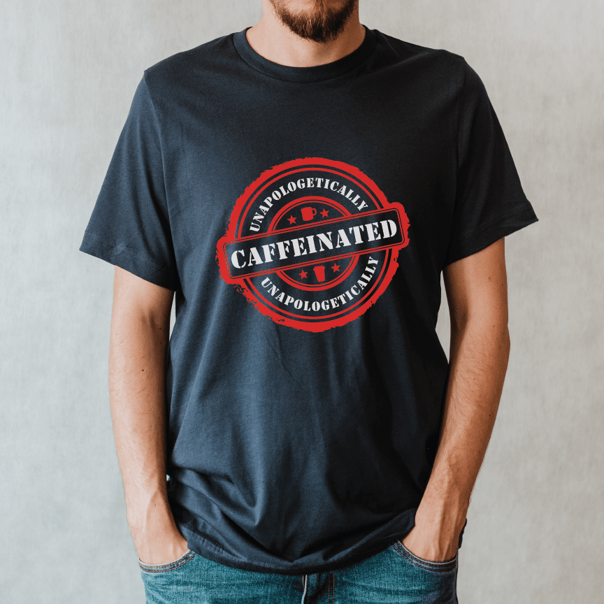 Good Bean Gifts Unapologetically Caffeinated (Circle Design) Unisex Crewneck T-shirt Black / S
