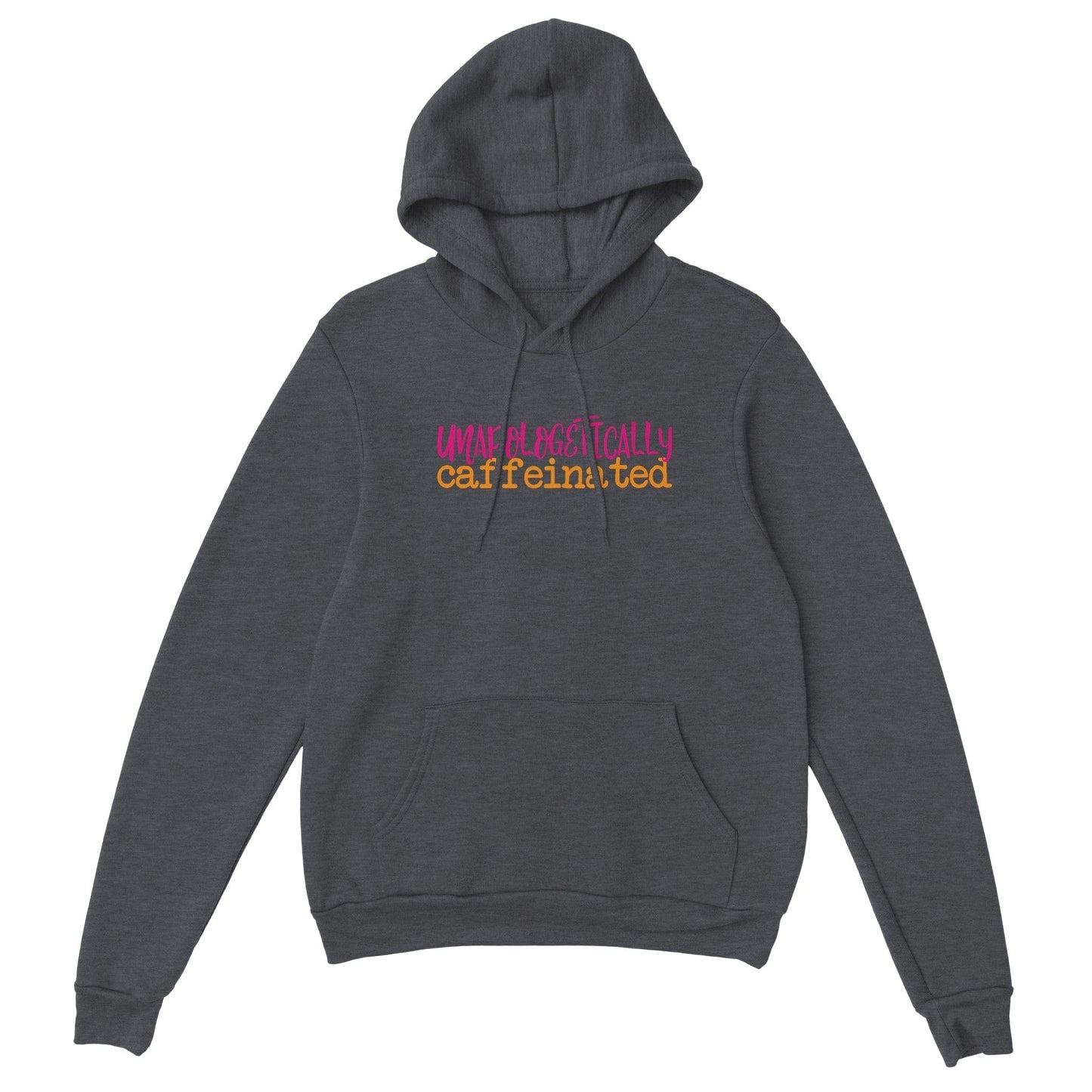 Good Bean Gifts "Unapologetically Caffeinated" (Stacked Text) - Classic Unisex Pullover Hoodie Dark Heather / S