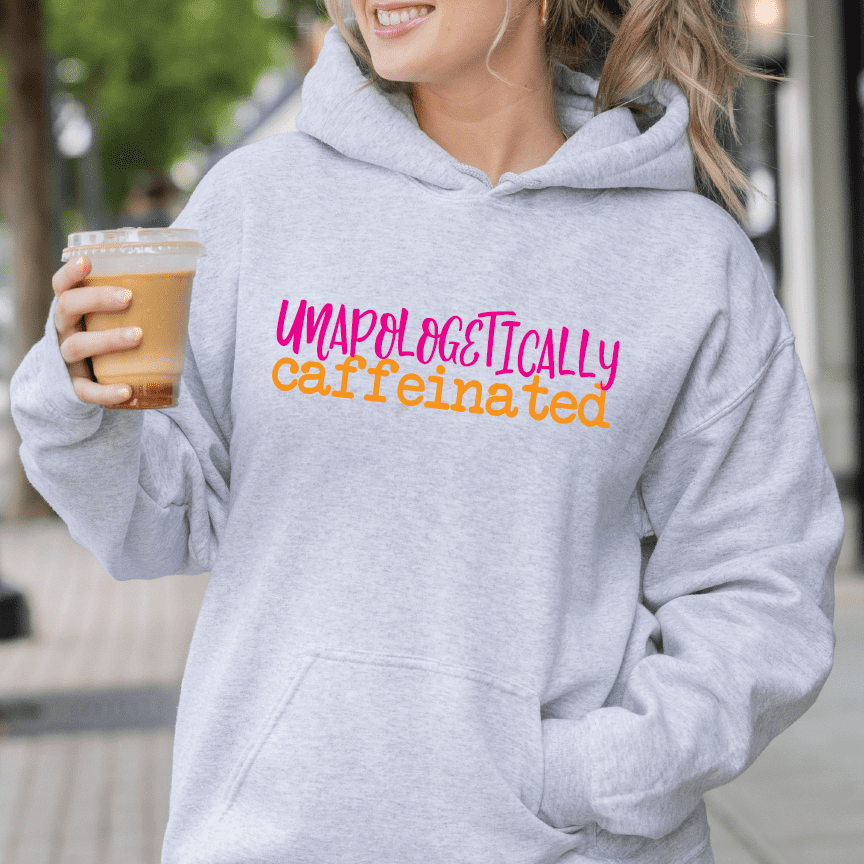 Good Bean Gifts "Unapologetically Caffeinated" (Stacked Text) - Classic Unisex Pullover Hoodie Sports Grey / S