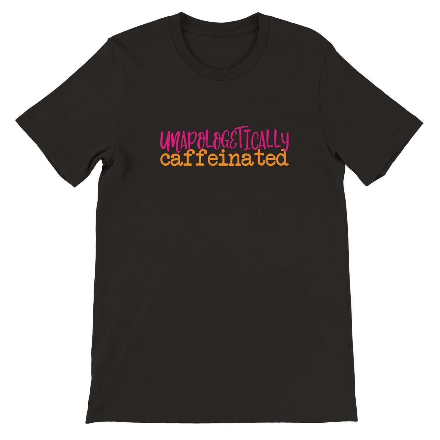 Good Bean Gifts Unapologetically Caffeinated (Stacked Text) Unisex Crewneck T-shirt Black / S