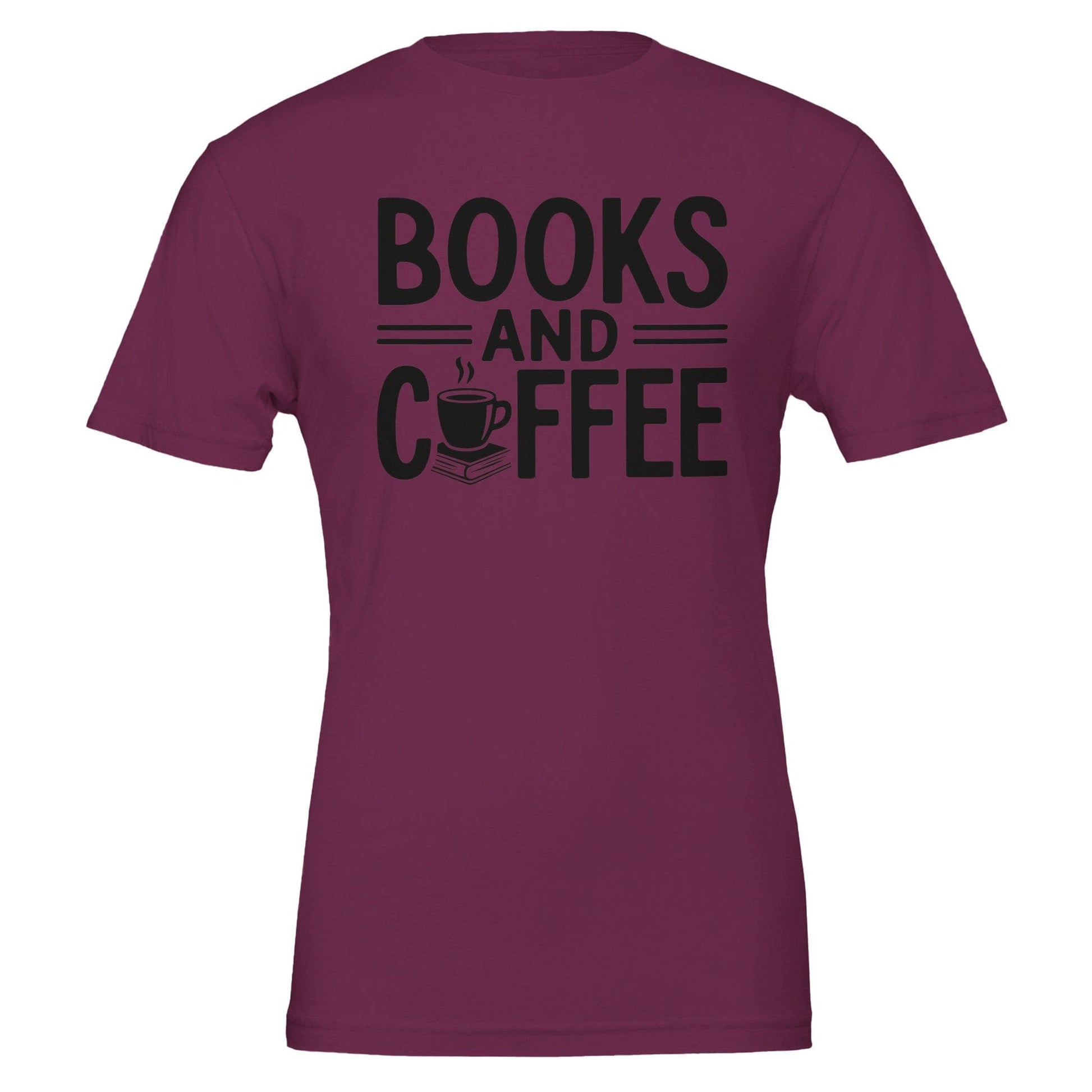 Good Bean Gifts "Books and Coffee"  Funny T-Shirt – Perfect for Book and Coffee Lovers Berry / S