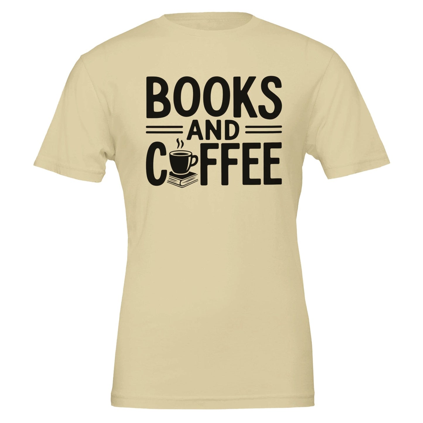 Good Bean Gifts "Books and Coffee"  Funny T-Shirt – Perfect for Book and Coffee Lovers Natural / S