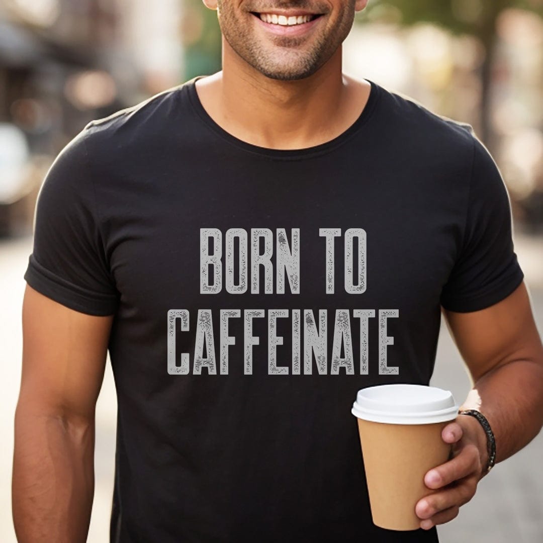 Good Bean Gifts "Born to Caffeinate" Unisex Crewneck T-shirt Black / S