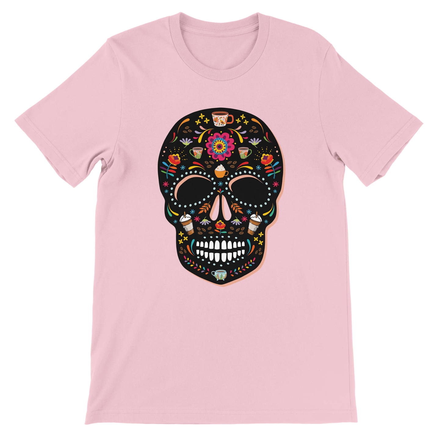 Good Bean Gifts Caffeinated Sugar Skull - Crewneck T-shirt | Bella + Canvas 3001