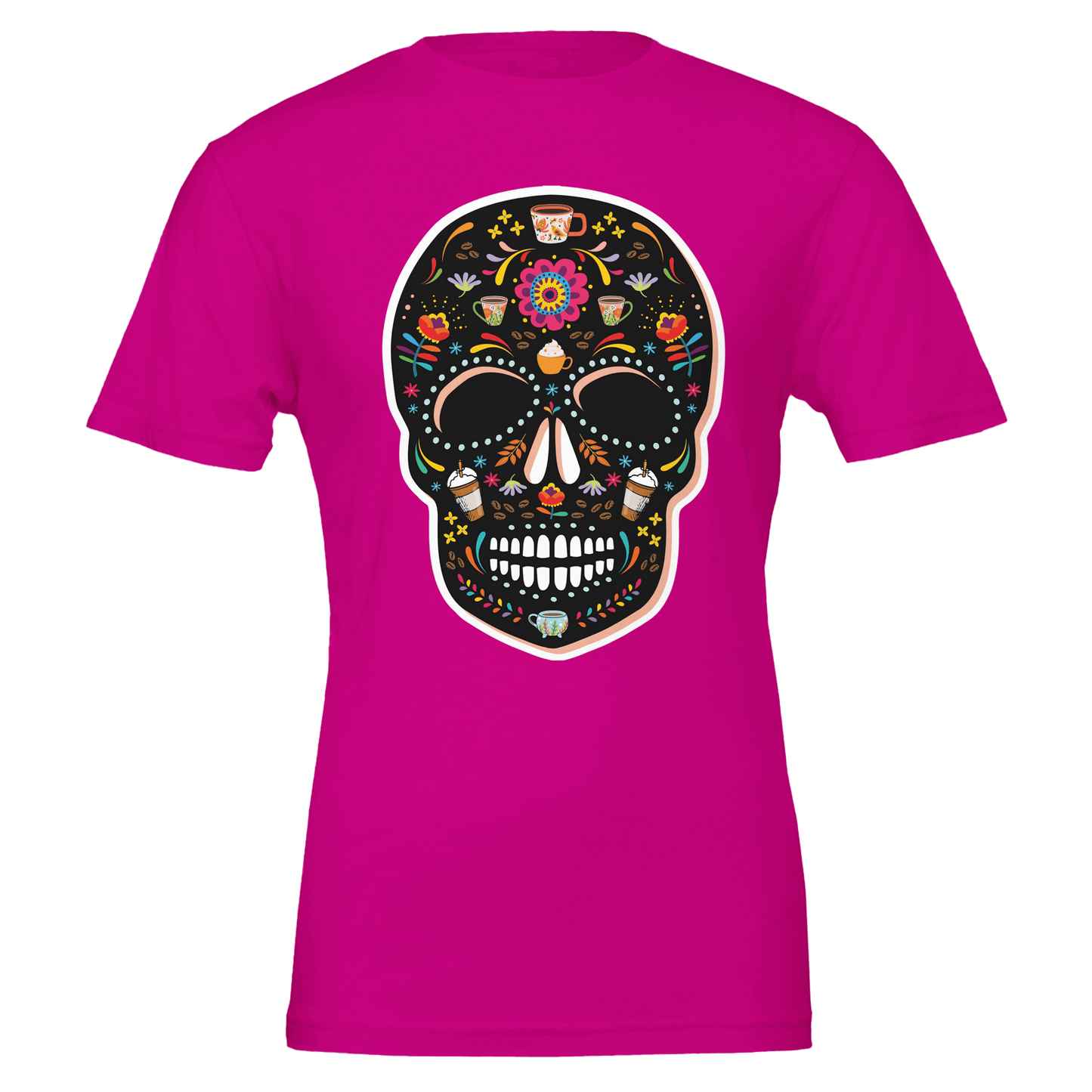 Good Bean Gifts Caffeinated Sugar Skull - Crewneck T-shirt | Bella + Canvas 3001 Berry / S