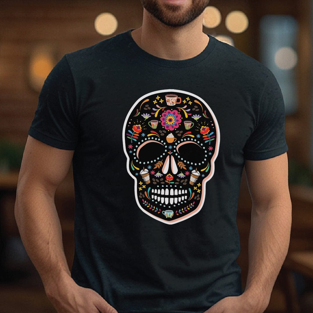 Good Bean Gifts Caffeinated Sugar Skull - Crewneck T-shirt | Bella + Canvas 3001 Black / S