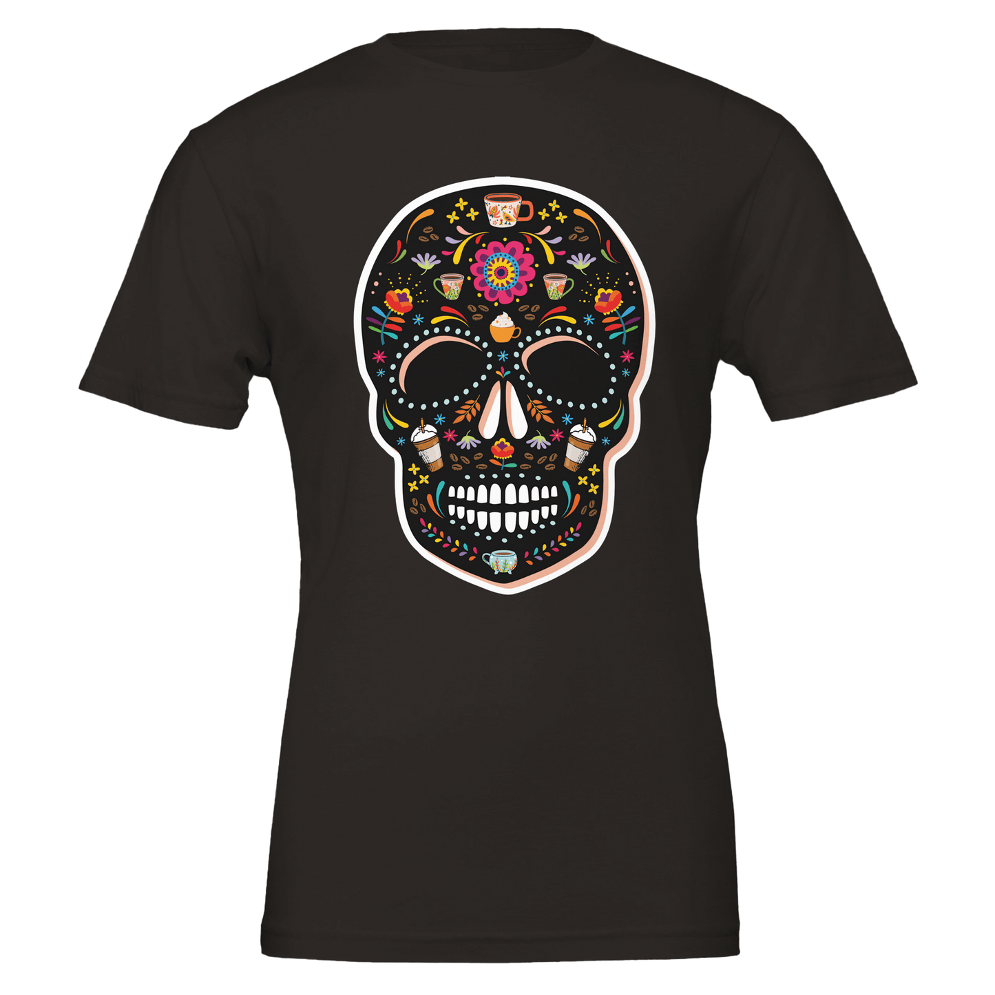 Good Bean Gifts Caffeinated Sugar Skull - Crewneck T-shirt | Bella + Canvas 3001 Black / S