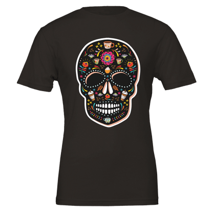 Good Bean Gifts Caffeinated Sugar Skull - Crewneck T-shirt | Bella + Canvas 3001 Black / S