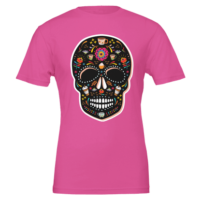 Good Bean Gifts Caffeinated Sugar Skull - Crewneck T-shirt | Bella + Canvas 3001 Charity Pink / S