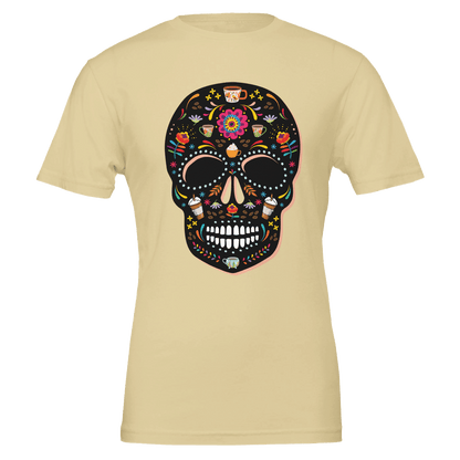 Good Bean Gifts Caffeinated Sugar Skull - Crewneck T-shirt | Bella + Canvas 3001 Natural / S