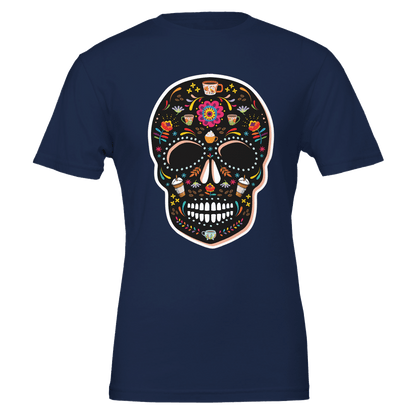 Good Bean Gifts Caffeinated Sugar Skull - Crewneck T-shirt | Bella + Canvas 3001 Navy / S