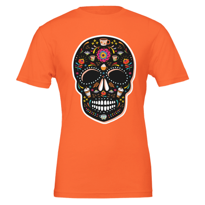 Good Bean Gifts Caffeinated Sugar Skull - Crewneck T-shirt | Bella + Canvas 3001 Orange / S