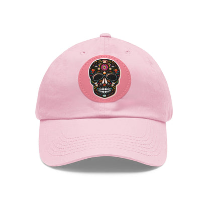 Good Bean Gifts Caffeinated Sugar Skull Dad Hat for Coffee Lover Light Pink / Pink patch / Circle / One size