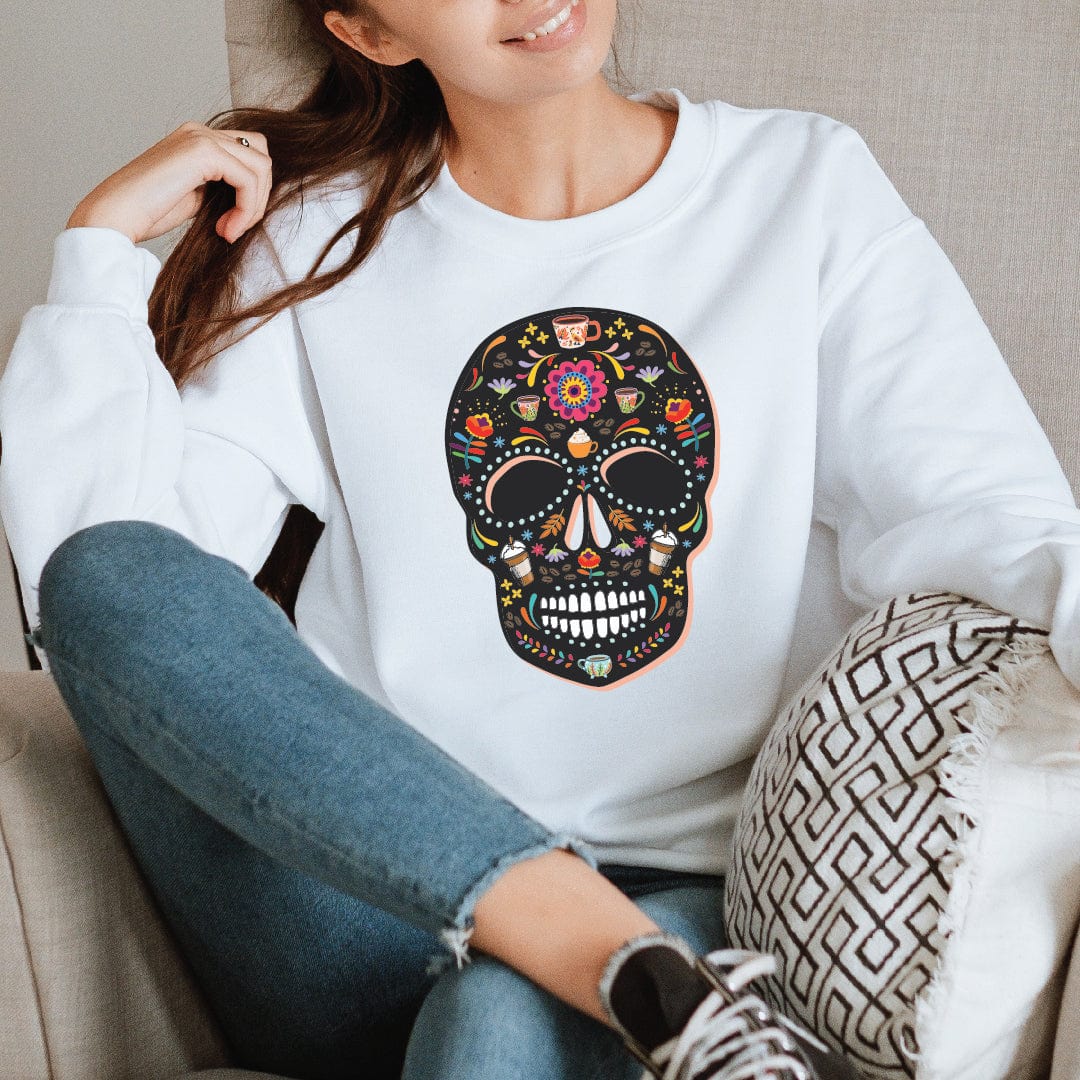 Good Bean Gifts Caffeinated Sugar Skull - Unisex Crewneck Sweatshirt | Gildan® 18000