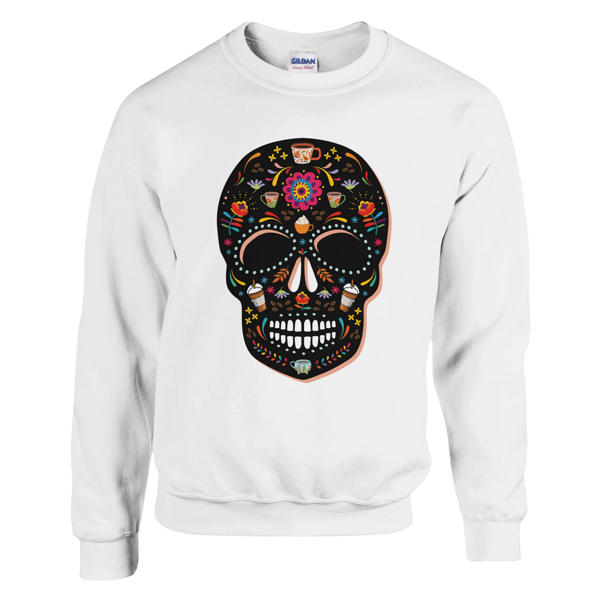 Good Bean Gifts Caffeinated Sugar Skull - Unisex Crewneck Sweatshirt | Gildan® 18000