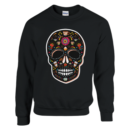 Good Bean Gifts Caffeinated Sugar Skull - Unisex Crewneck Sweatshirt | Gildan® 18000 Black / S