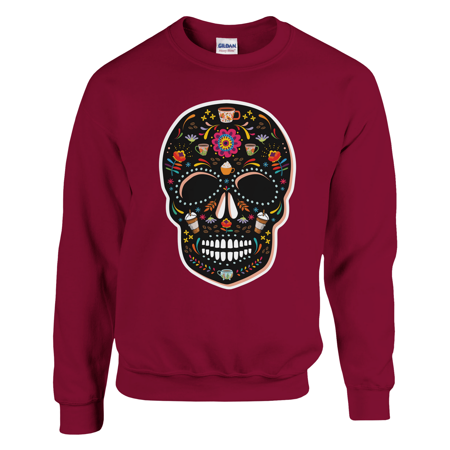 Good Bean Gifts Caffeinated Sugar Skull - Unisex Crewneck Sweatshirt | Gildan® 18000 Cardinal Red / S