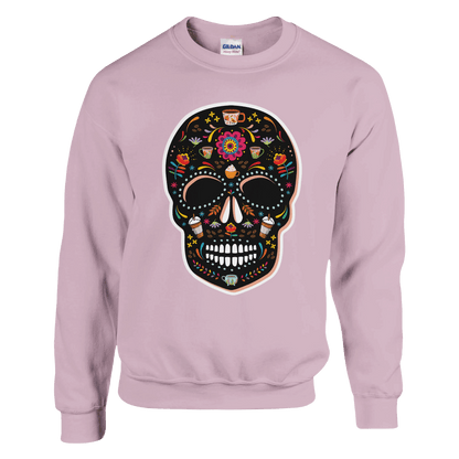 Good Bean Gifts Caffeinated Sugar Skull - Unisex Crewneck Sweatshirt | Gildan® 18000 Light Pink / S