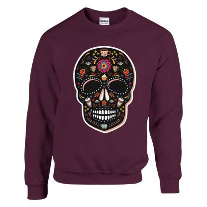 Good Bean Gifts Caffeinated Sugar Skull - Unisex Crewneck Sweatshirt | Gildan® 18000 Maroon / S