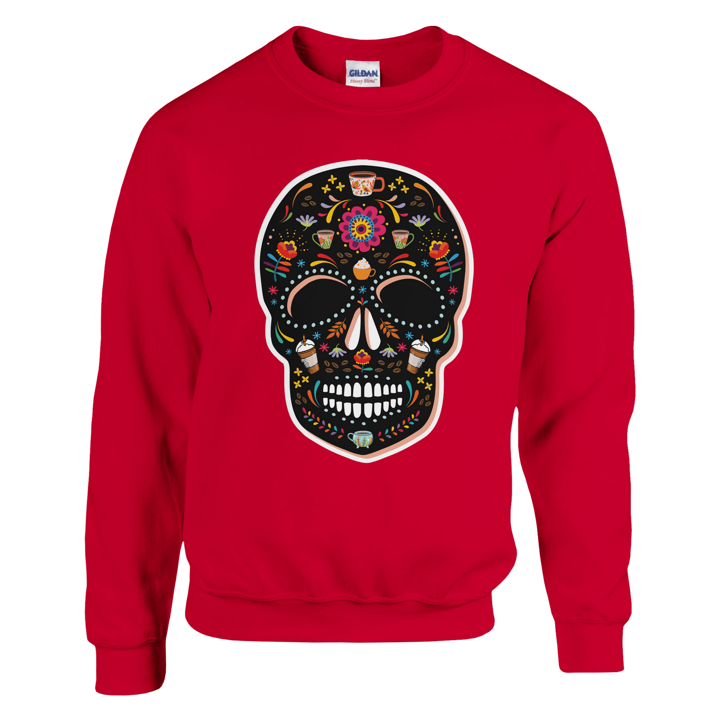 Good Bean Gifts Caffeinated Sugar Skull - Unisex Crewneck Sweatshirt | Gildan® 18000 Red / S