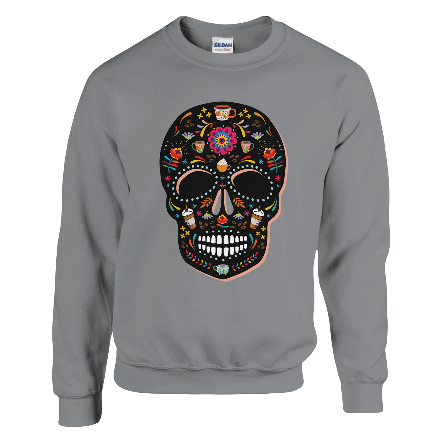 Good Bean Gifts Caffeinated Sugar Skull - Unisex Crewneck Sweatshirt | Gildan® 18000 Sport Grey / S