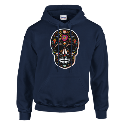 Good Bean Gifts "Caffeinated Sugar Skull"  Unisex Pullover Hoodie | Gildan® 18500 Navy / S