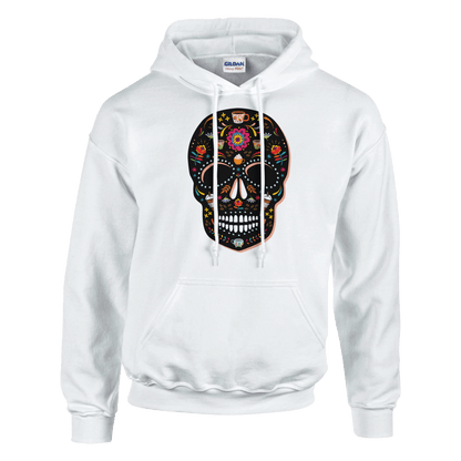 Good Bean Gifts "Caffeinated Sugar Skull"  Unisex Pullover Hoodie | Gildan® 18500 White / S