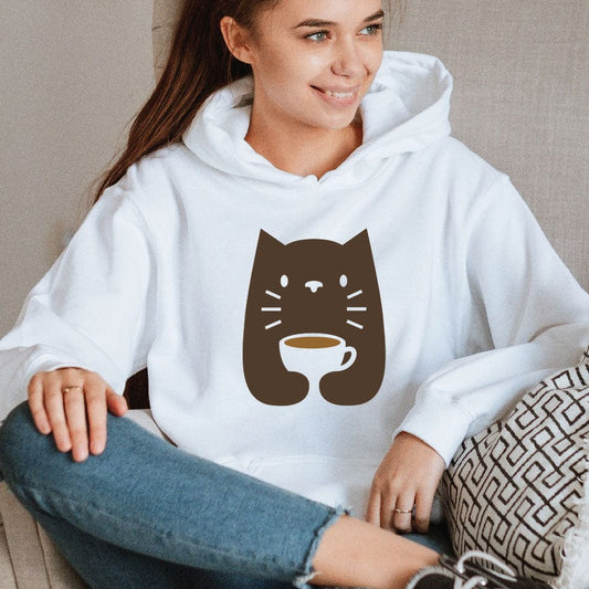 Good Bean Gifts Cats and Coffee? -Classic Unisex Pullover Hoodie White / S