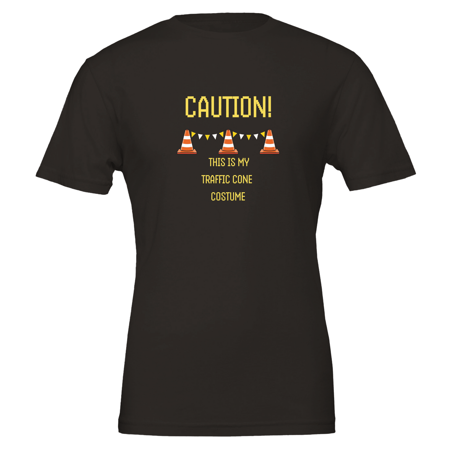 Good Bean Gifts "Caution, this is my traffic cone costume" Unisex Crewneck T-shirt | Bella + Canvas 3001 Black / S