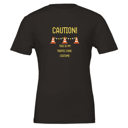 Good Bean Gifts "Caution, this is my traffic cone costume" Unisex Crewneck T-shirt | Bella + Canvas 3001 Black / S