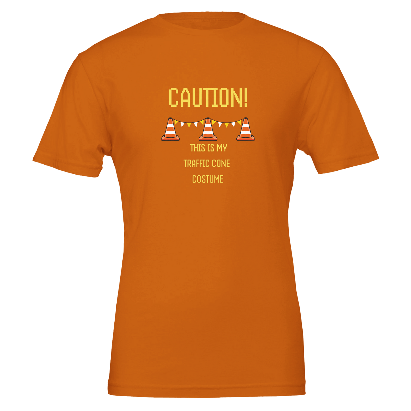 Good Bean Gifts "Caution, this is my traffic cone costume" Unisex Crewneck T-shirt | Bella + Canvas 3001 Burnt Orange / S