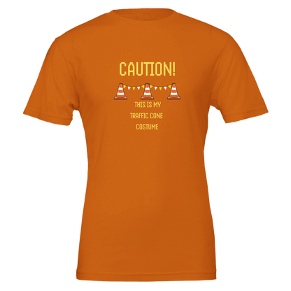 Good Bean Gifts "Caution, this is my traffic cone costume" Unisex Crewneck T-shirt | Bella + Canvas 3001 Burnt Orange / S