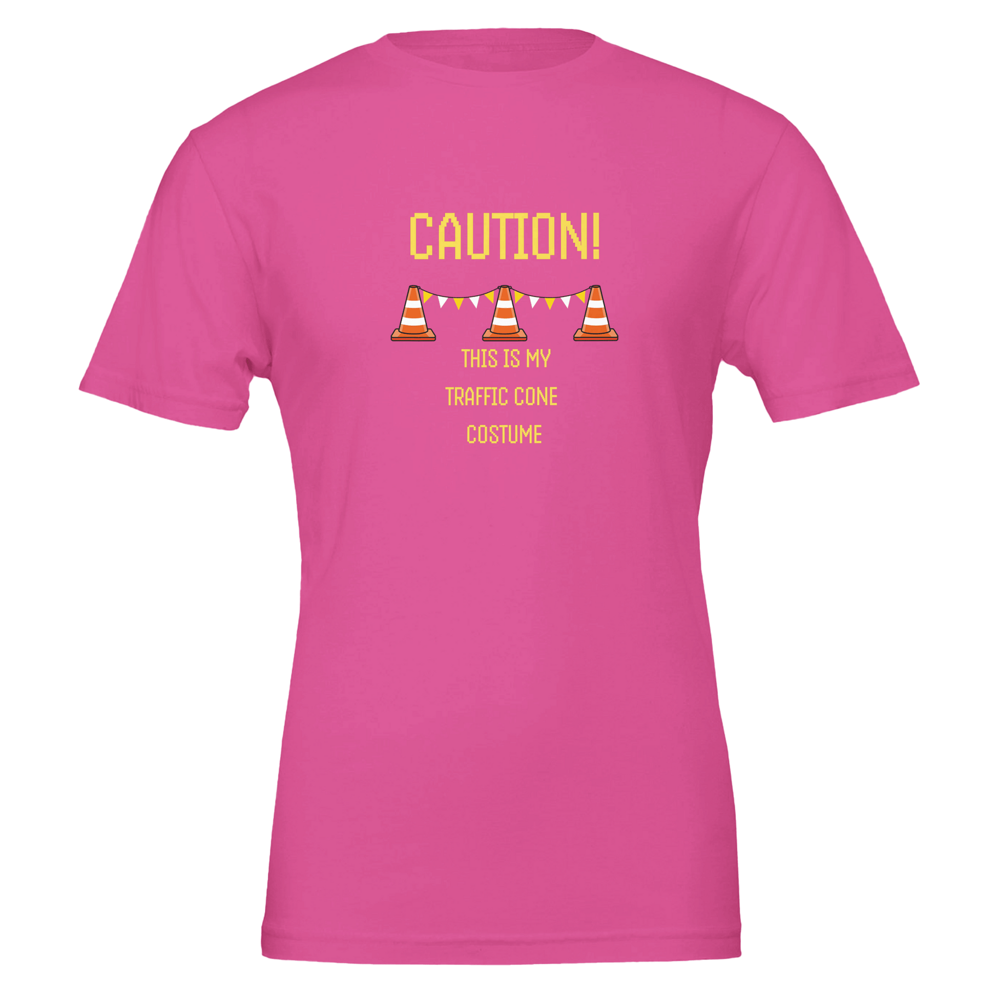 Good Bean Gifts "Caution, this is my traffic cone costume" Unisex Crewneck T-shirt | Bella + Canvas 3001 Charity Pink / S