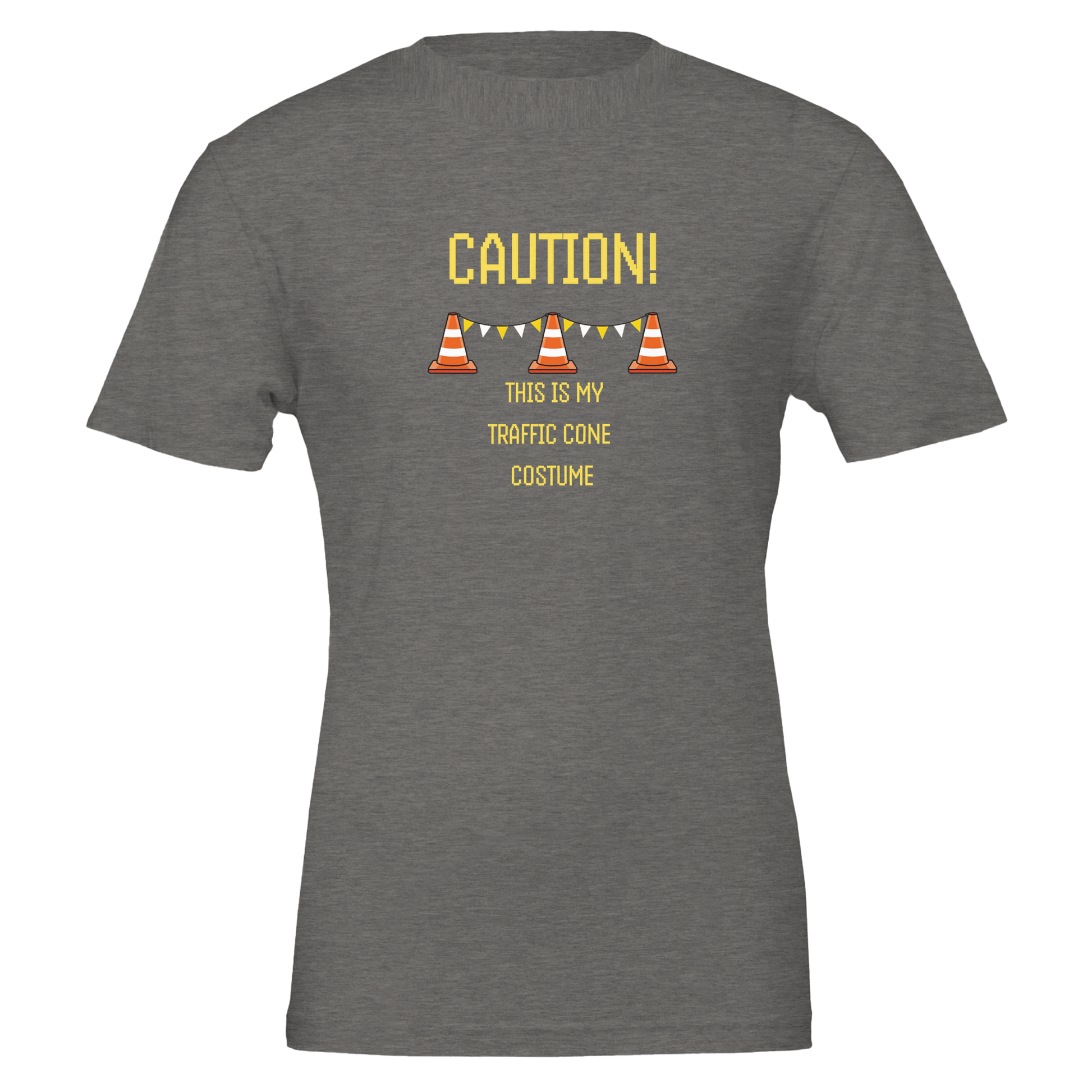 Good Bean Gifts "Caution, this is my traffic cone costume" Unisex Crewneck T-shirt | Bella + Canvas 3001 Deep Heather / S