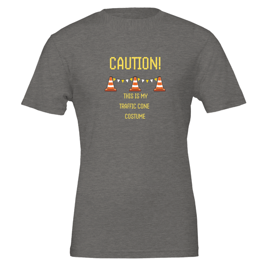 Good Bean Gifts "Caution, this is my traffic cone costume" Unisex Crewneck T-shirt | Bella + Canvas 3001 Deep Heather / S