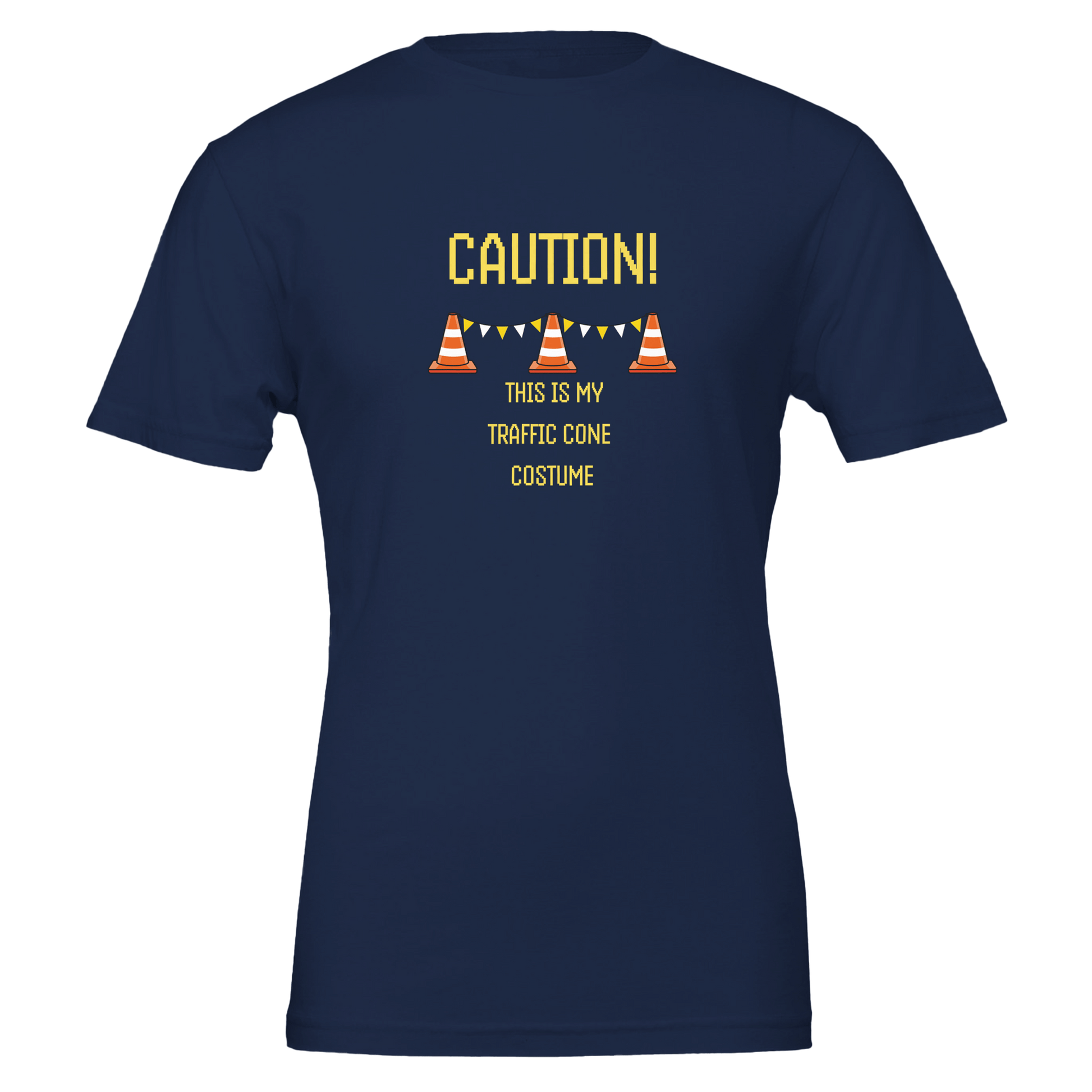 Good Bean Gifts "Caution, this is my traffic cone costume" Unisex Crewneck T-shirt | Bella + Canvas 3001 Navy / S