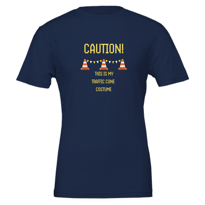 Good Bean Gifts "Caution, this is my traffic cone costume" Unisex Crewneck T-shirt | Bella + Canvas 3001 Navy / S