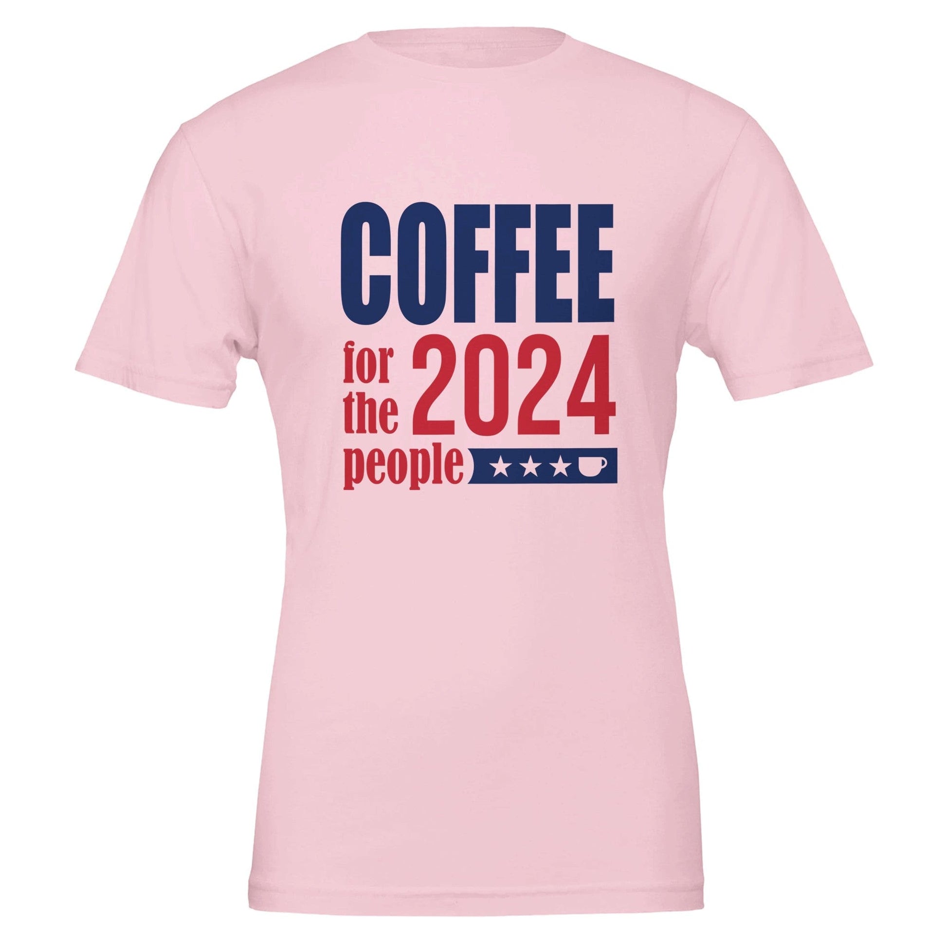 Good Bean Gifts "Coffee 2024 - For The People "Unisex Crewneck T-shirt | Bella + Canvas 3001 Pink / S