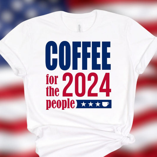 Good Bean Gifts "Coffee 2024 - For The People "Unisex Crewneck T-shirt | Bella + Canvas 3001 White / S