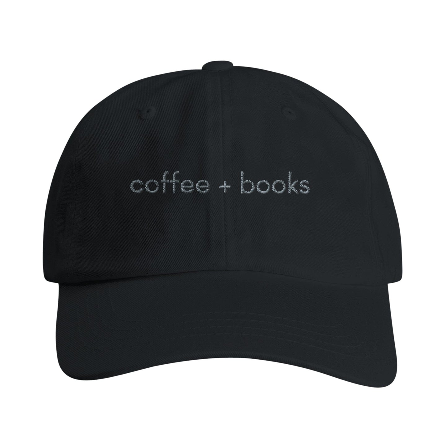 Good Bean Gifts Coffee + Books Imprint Dad Hat – Stylish Cotton Twill Embroidered Cap for Book Lovers Black