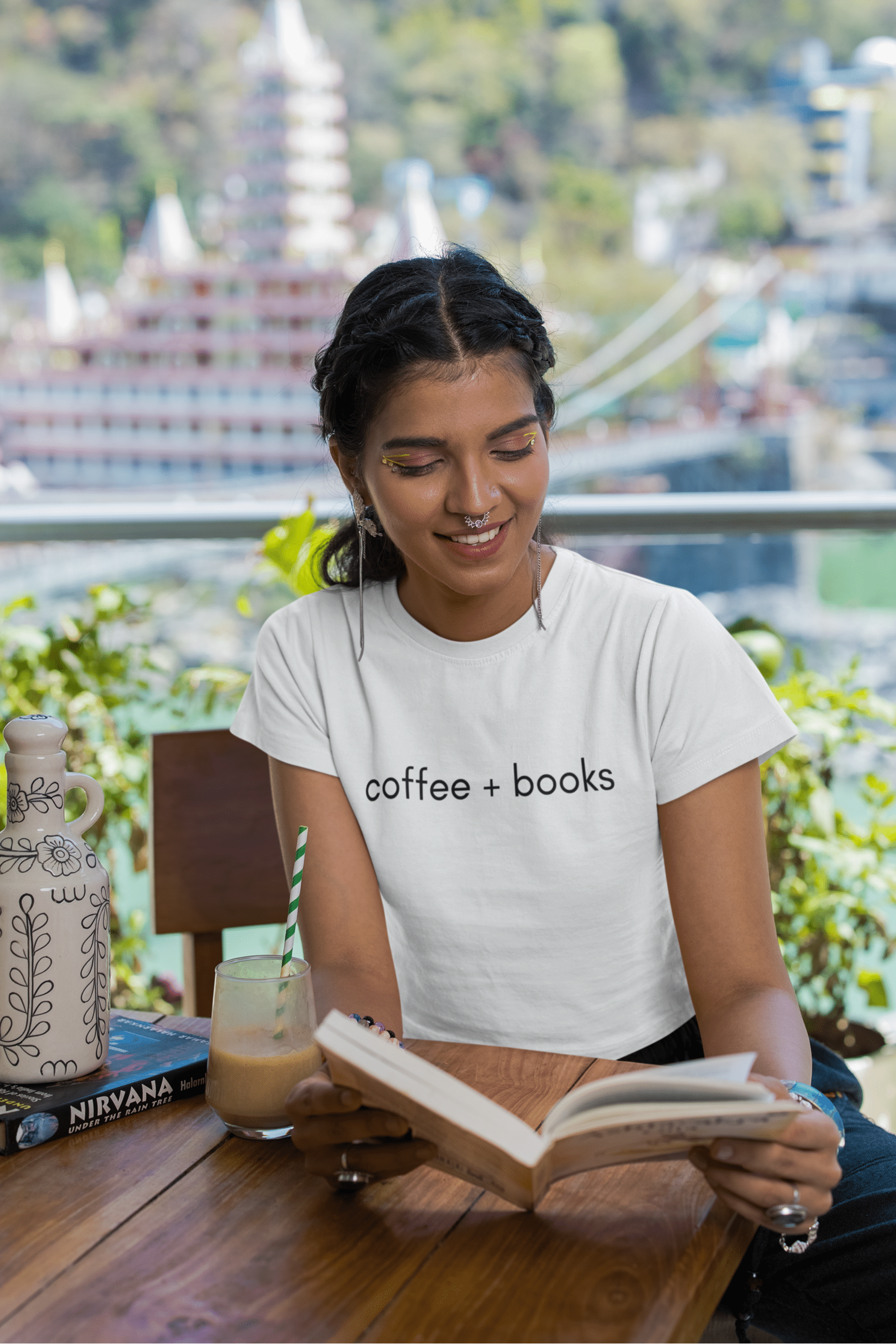 Good Bean Gifts Coffee + Books Unisex T-Shirt – Perfect Blend for Coffee and Book Lovers White / S